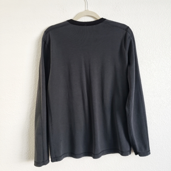 Lululemon Double Session Reversible Mens Long Sleeve Shirt Medium Black Grey - Picture 4 of 7